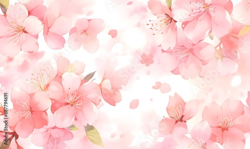 Beautiful watercolor pink cherry blossom illustration  Generative AI
