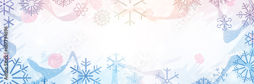 Winter vector background, holiday frame with snowflakes, christmas theme