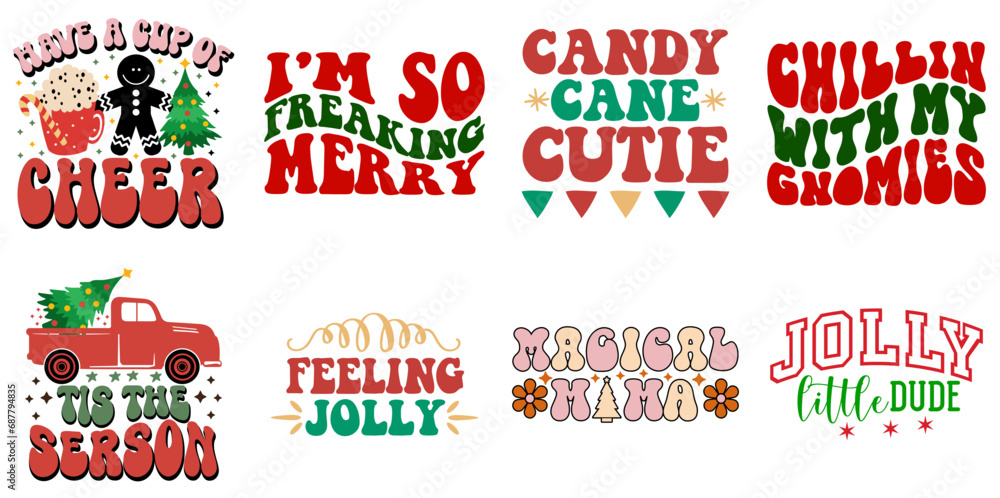 Merry Christmas and Happy New Year Typographic Emblems Collection Retro Christmas Vector Illustration for Social Media Post, Gift Card, Bookmark Merry Christmas and Happy New Year Typographic Emblems Collection Retro Christmas Vector Illustration for Social Media Post, Gift Card, Bookmark