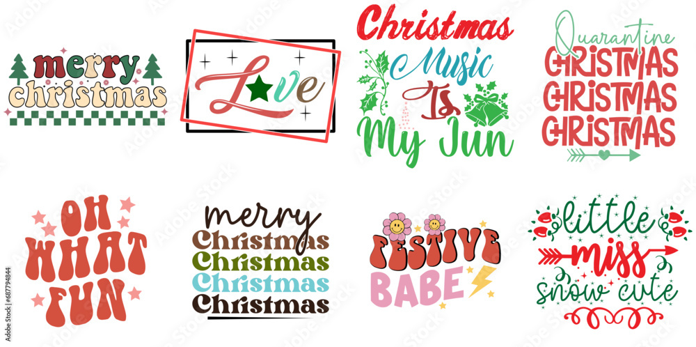Merry Christmas and Holiday Celebration Quotes Collection Retro Christmas Vector Illustration for Logo, Social Media Post, Wrapping Paper Merry Christmas and Holiday Celebration Quotes Collection Retro Christmas Vector Illustration for Logo, Social Media Post, Wrapping Paper