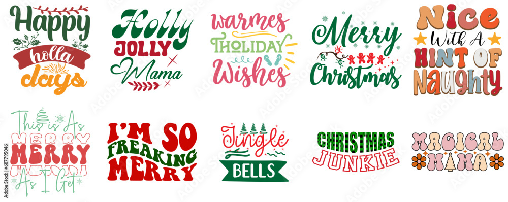 Merry Christmas and Holiday Celebration Labels And Badges Bundle Vintage Christmas Vector Illustration for Advertisement, Poster, Magazine Merry Christmas and Holiday Celebration Labels And Badges Bundle Vintage Christmas Vector Illustration for Advertisement, Poster, Magazine