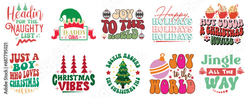 Merry Christmas and Holiday Celebration Calligraphy Collection Vintage Christmas Vector Illustration for Presentation, Mug Design, Advertising