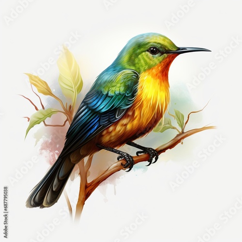 Goulds Sunbird full body on white background