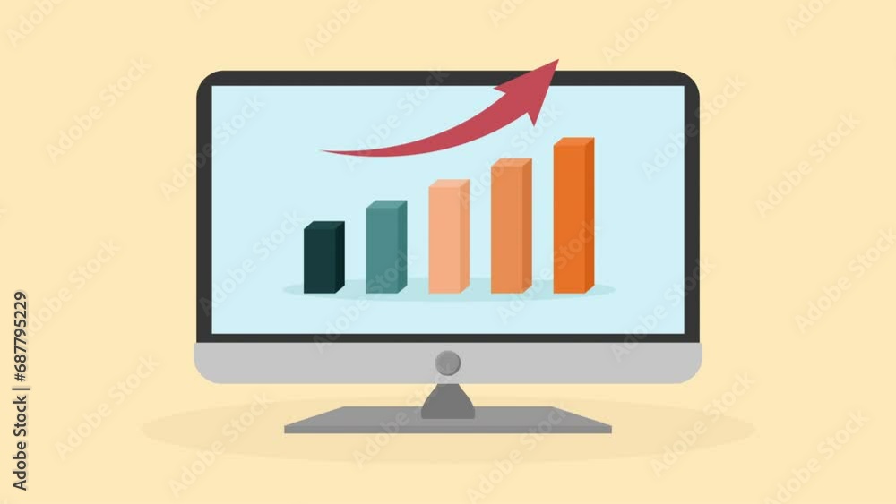 Desktop Illustration Business Analytics Vector, business growth chart Desktop Illustration Business Analytics Vector, business growth chart