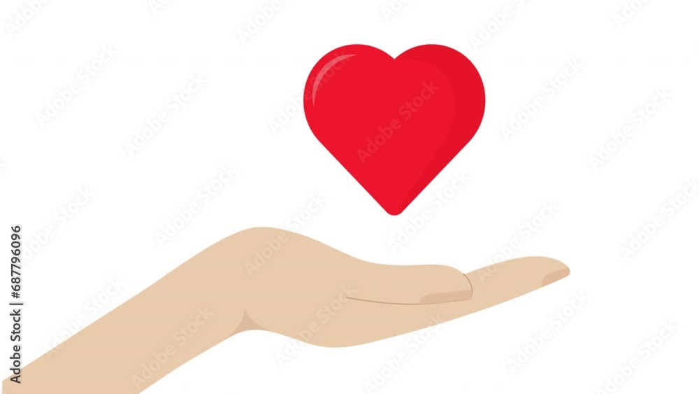 hand with red love illustration hand with red love illustration