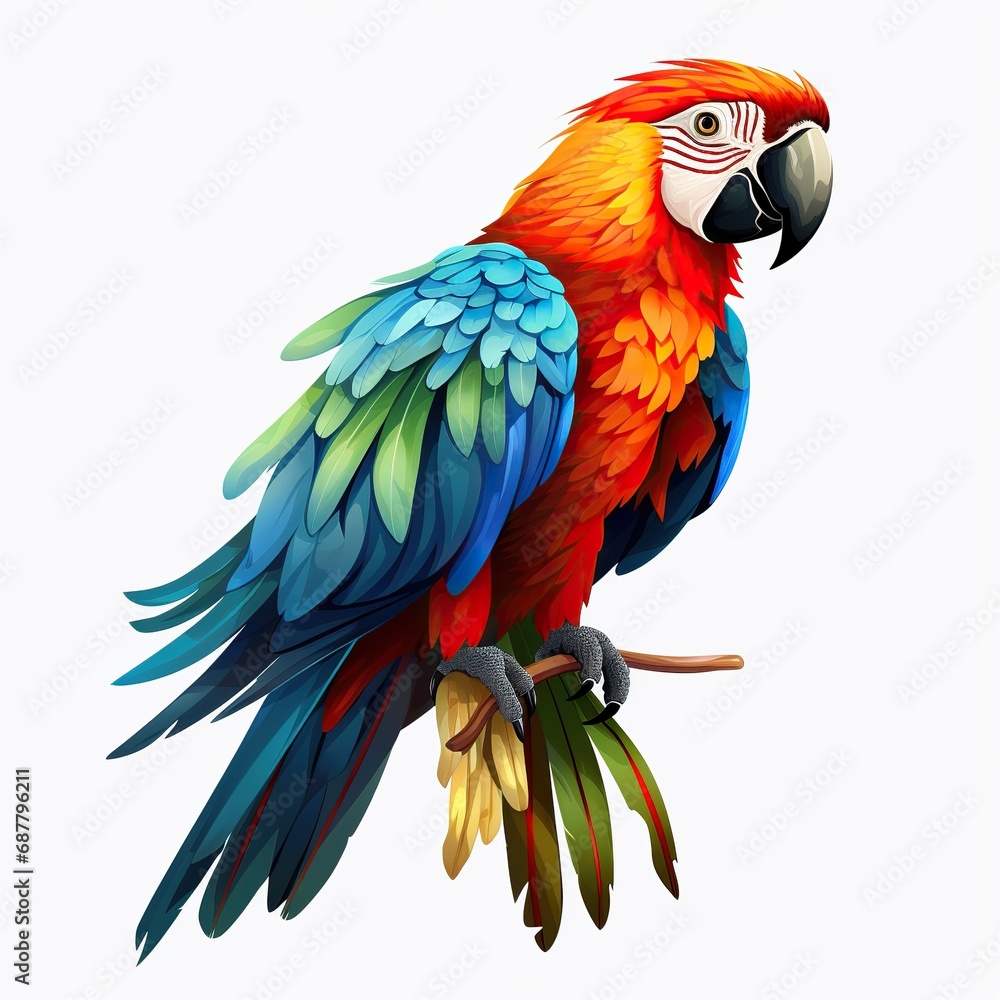 Harlequin Macaw full body, on white background