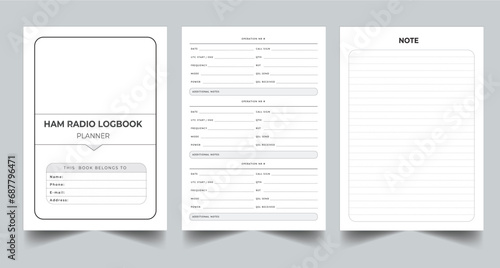 Editable Ham Radio Logbook Planner Kdp Interior printable template Design.