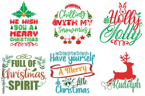 Merry Christmas and New Year Invitation Collection Christmas Vector Illustration for Label, Vouchers, Bookmark