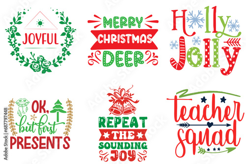 Christmas and New Year Calligraphy Bundle Christmas Vector Illustration for Bookmark, Social Media Post, Label
