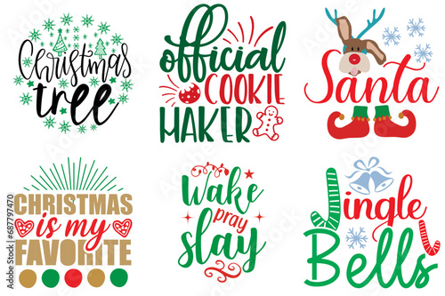 Happy Holiday and Winter Quotes Collection Christmas Vector Illustration for Decal, Bookmark, Wrapping Paper