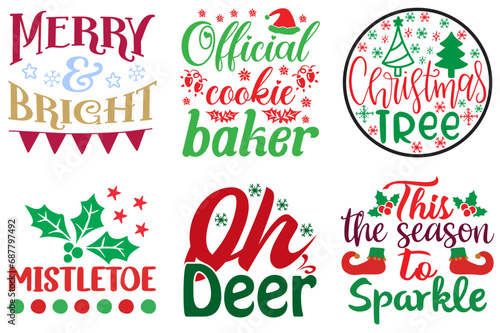 Merry Christmas and Holiday Celebration Typography Set Christmas Vector Illustration for Brochure  Book Cover  Holiday Cards