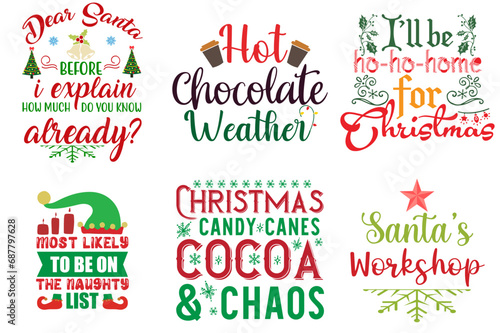 Happy Holiday and Winter Typography Set Christmas Vector Illustration for Presentation  Banner  Holiday Cards