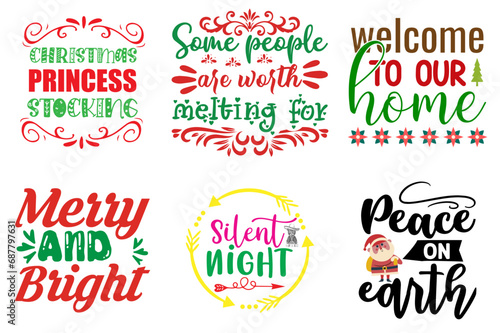 Christmas Festival and Winter Holiday Labels And Badges Bundle Christmas Vector Illustration for Advertisement, Postcard, Poster