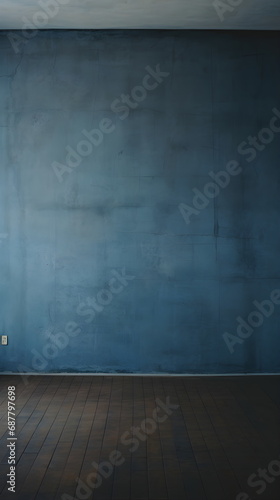 Simple room, blue Wall, vinyl Floor