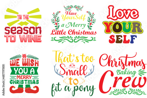 Christmas and New Year Typography Bundle Christmas Vector Illustration for Gift Card  Advertisement  Announcement