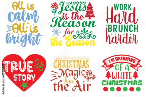 Christmas and Winter Inscription Collection Christmas Vector Illustration for Book Cover  Label  Logo