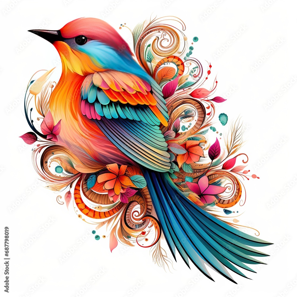 Fototapeta premium Intricate feather coloring in birds art