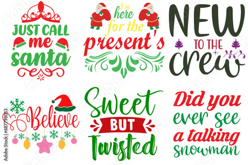 Christmas and New Year Calligraphic Lettering Collection Christmas Vector Illustration for Book Cover  Decal  Presentation