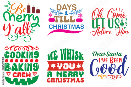 Merry Christmas and New Year Quotes Set Christmas Vector Illustration for T-Shirt Design  Book Cover  Advertising
