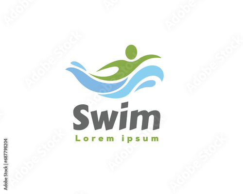 abstract swimming logo symbol design template illustration inspiration