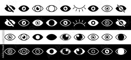 Set of eye icons. Line and Filled eye Vector collection. photo