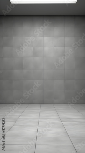 Simple room, gray Wall, tiled Floor