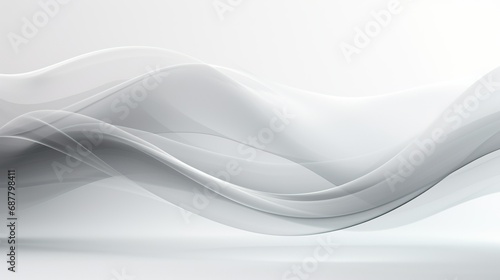 Grey white abstract background with flowing particles. Digital future technology concept © LaxmiOwl