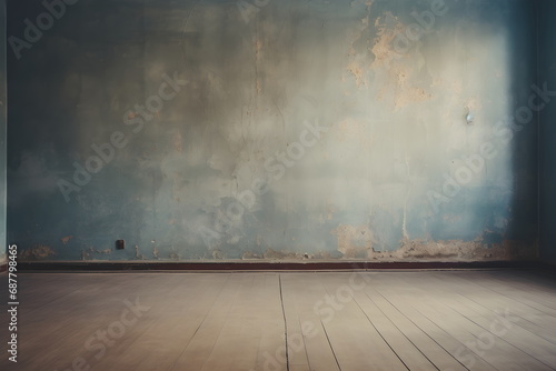 Simple room, indigo Wall, carpeted Floor