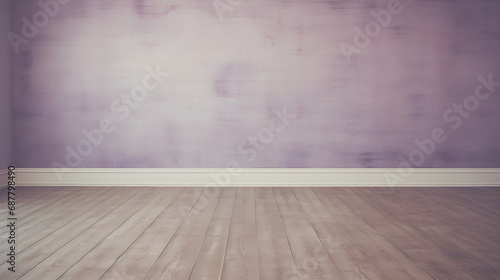 Simple room, lavender Wall, laminate Floor