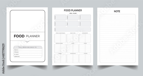 Editable Daily Food Journal Planner Kdp Interior printable template Design.