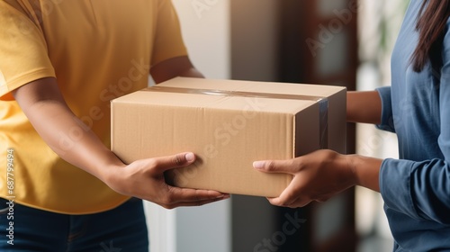 Person moving boxes in a new house