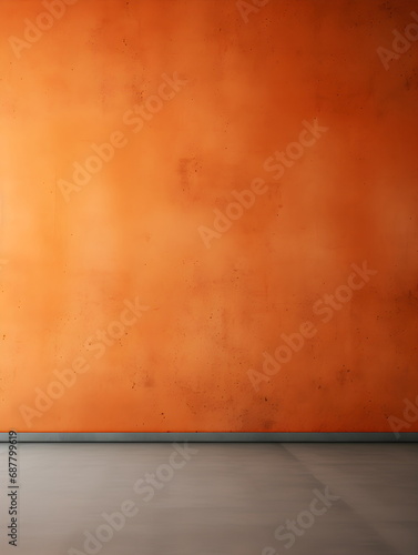 Simple room  persimmon color Wall  vinyl Floor