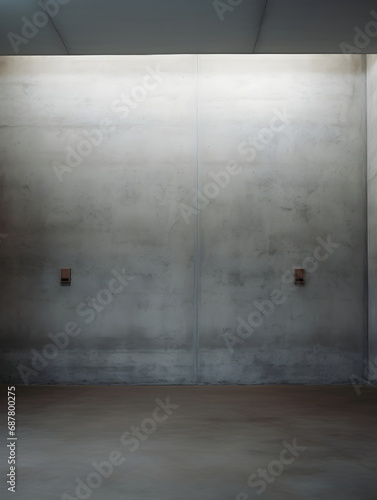 Simple room, zircon color Wall, concrete Floor