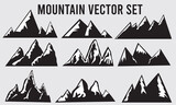 Mountains silhouettes. Rocky mountains icon or logo collection. silhouette Vector illustration.