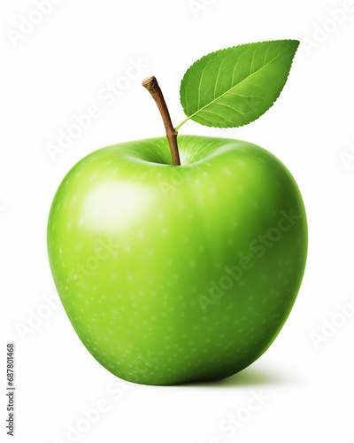 green fresh apple isolated on white