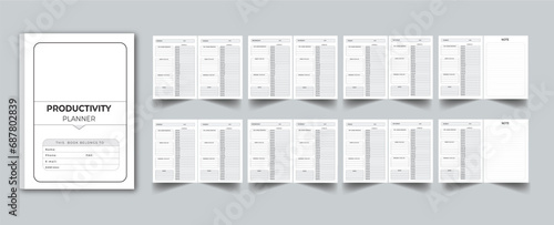 Editable Daily Productivity Planner Kdp Interior printable template Design.
