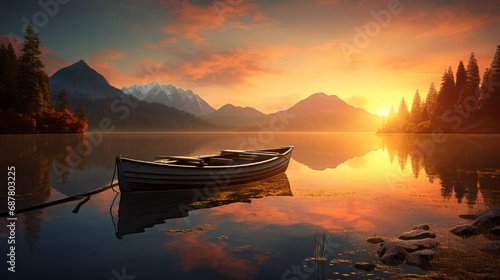 astonishing view of sunset on the lake