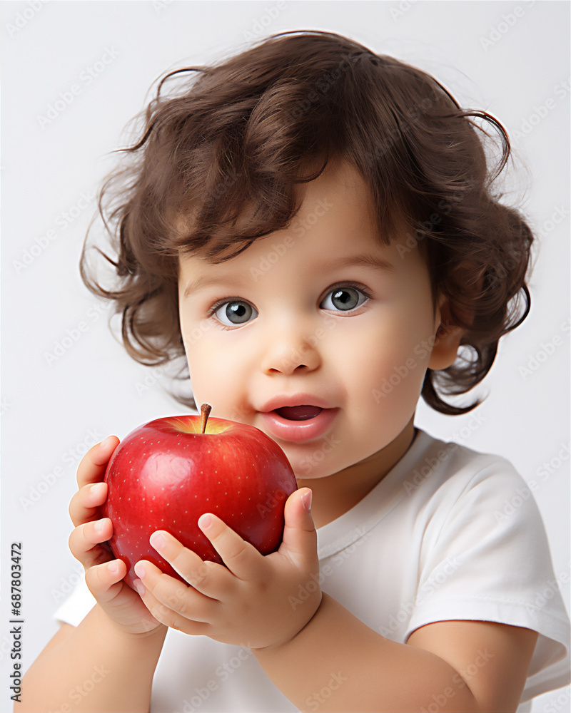 little child eating an apple little child eating an apple