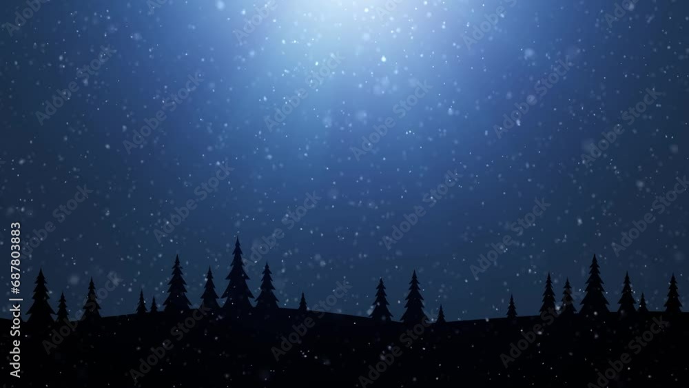 Night blue winter landscape with slow motion loop snowfall. Night blue winter landscape with slow motion loop snowfall.