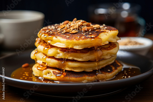 Korean sweet pan cakes called Hotteok, made out of brown sugar syrup filling, are served. (Generative AI)  © ShafiAzim