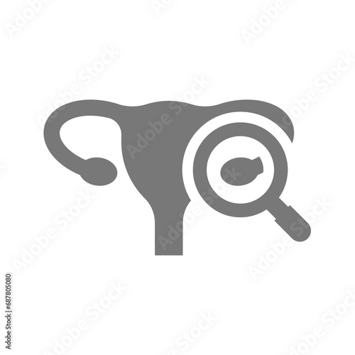 Uterus and gamete production medical test icon. Ovary gynecological exam vector.