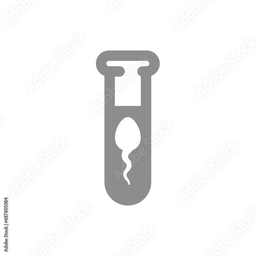 Sperm or spermatozoon in test tube vector icon. In vitro fertilization, lab flask and spermatozoa symbol.