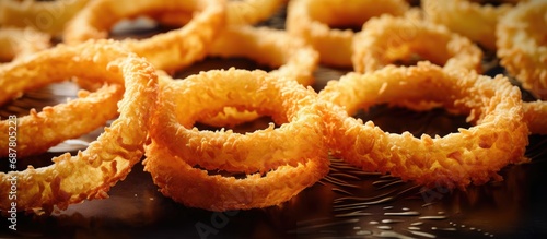 Closeup of onion rings.