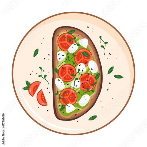 Italian bruschetta with tomato and mozzarella