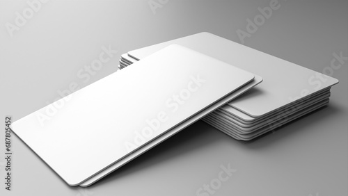 3D rendered Business card mock up with front and back. Empty mockup for Presentation on isolated Light Grey background photo