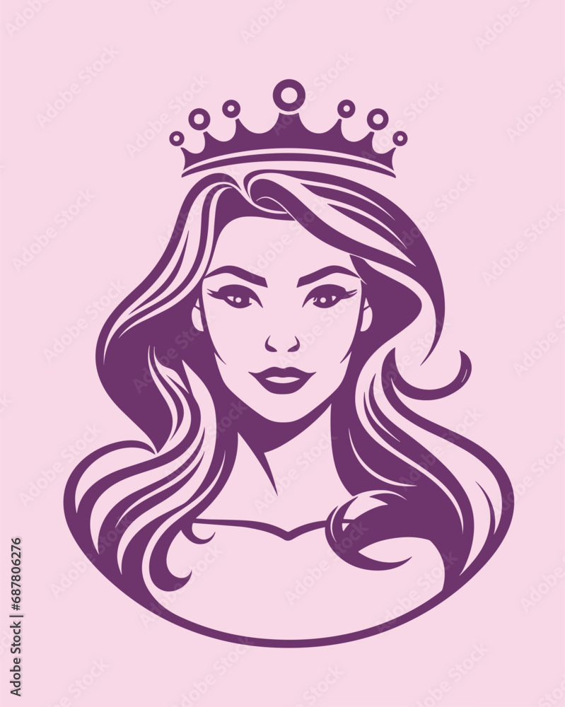 Beauty Pageant Queen Wearing Tiara Logo Beauty Pageant Queen Wearing Tiara Logo