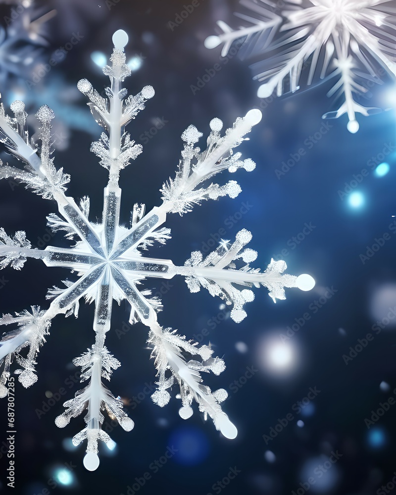 Snowflakes on a blue background. Christmas and New Year background. Snowflakes on a blue background. Christmas and New Year background.