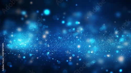 Blue glow particle abstract bokeh background, Ai Generate 