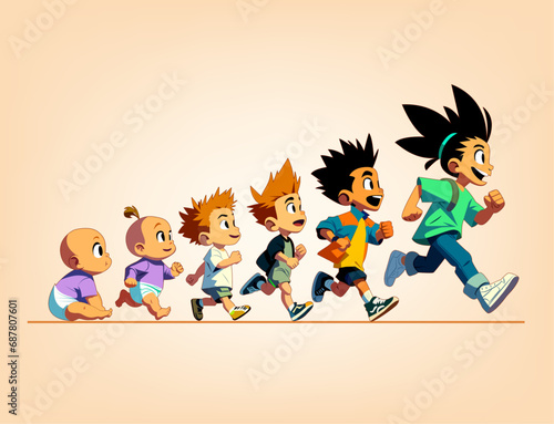 baby to young adult progression life cycle illustration