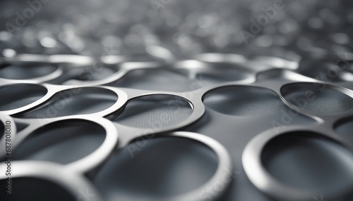 Close-up of many metal plates. Abstract background. 3D rendering.